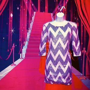 Tobi Mini Dress- creme with silver sequin accents- holiday outfit - festive